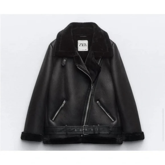 Zara Jackets & Blazers - ZARA Faux Shearling Moto Jacket - sz Large